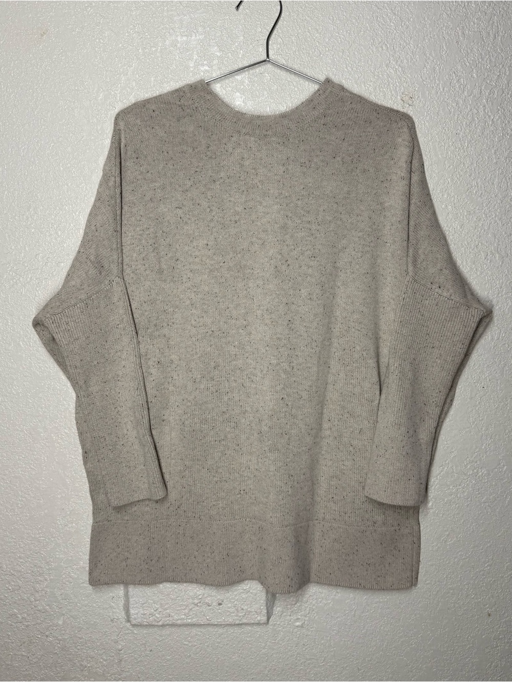 VETTA 100% Organic Cotton Convertible Sweater XS Oversized Beige Oatmeal color
